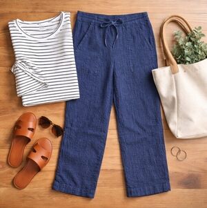 Pure Jill by J.Jill Everyday Blue Cotton Gauze Pull On Pants Small